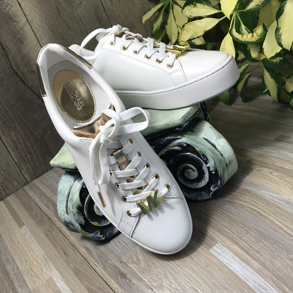 🌸SALE🌸 Michael Kors Poppy LaceUp Napa Optic Gold Womens Size AUTHEN 49T9POFS4L - Picture 8 of 8